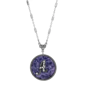 1928 Jewelry Blue Sodalite Gemstone Initial Necklace 18"L 1928 Jewelry