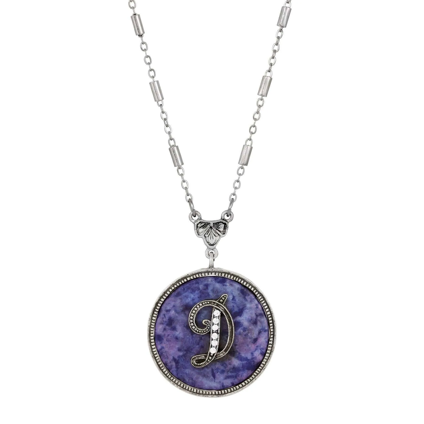 1928 Jewelry Blue Sodalite Gemstone Initial Necklace 18"L 1928 Jewelry
