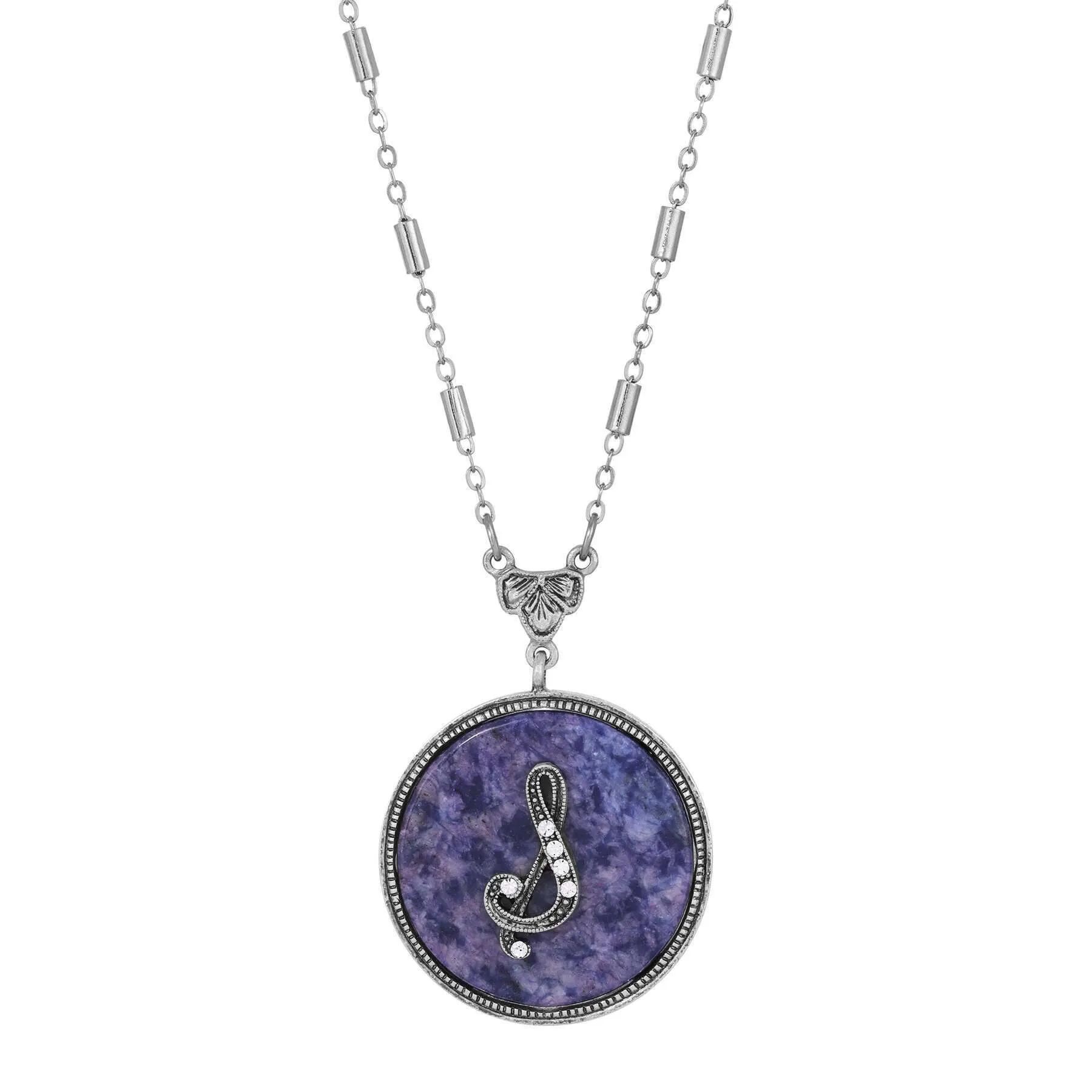1928 Jewelry Blue Sodalite Gemstone Initial Necklace 18"L 1928 Jewelry