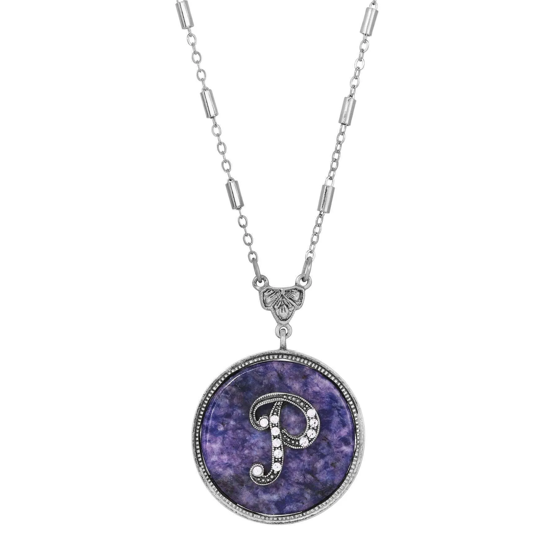 1928 Jewelry Blue Sodalite Gemstone Initial Necklace 18"L 1928 Jewelry