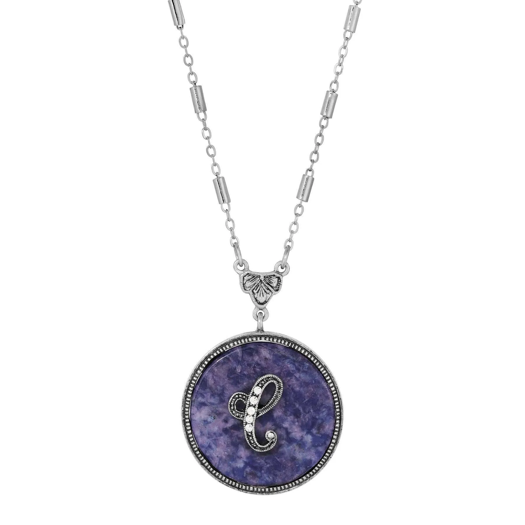 1928 Jewelry Blue Sodalite Gemstone Initial Necklace 18"L 1928 Jewelry