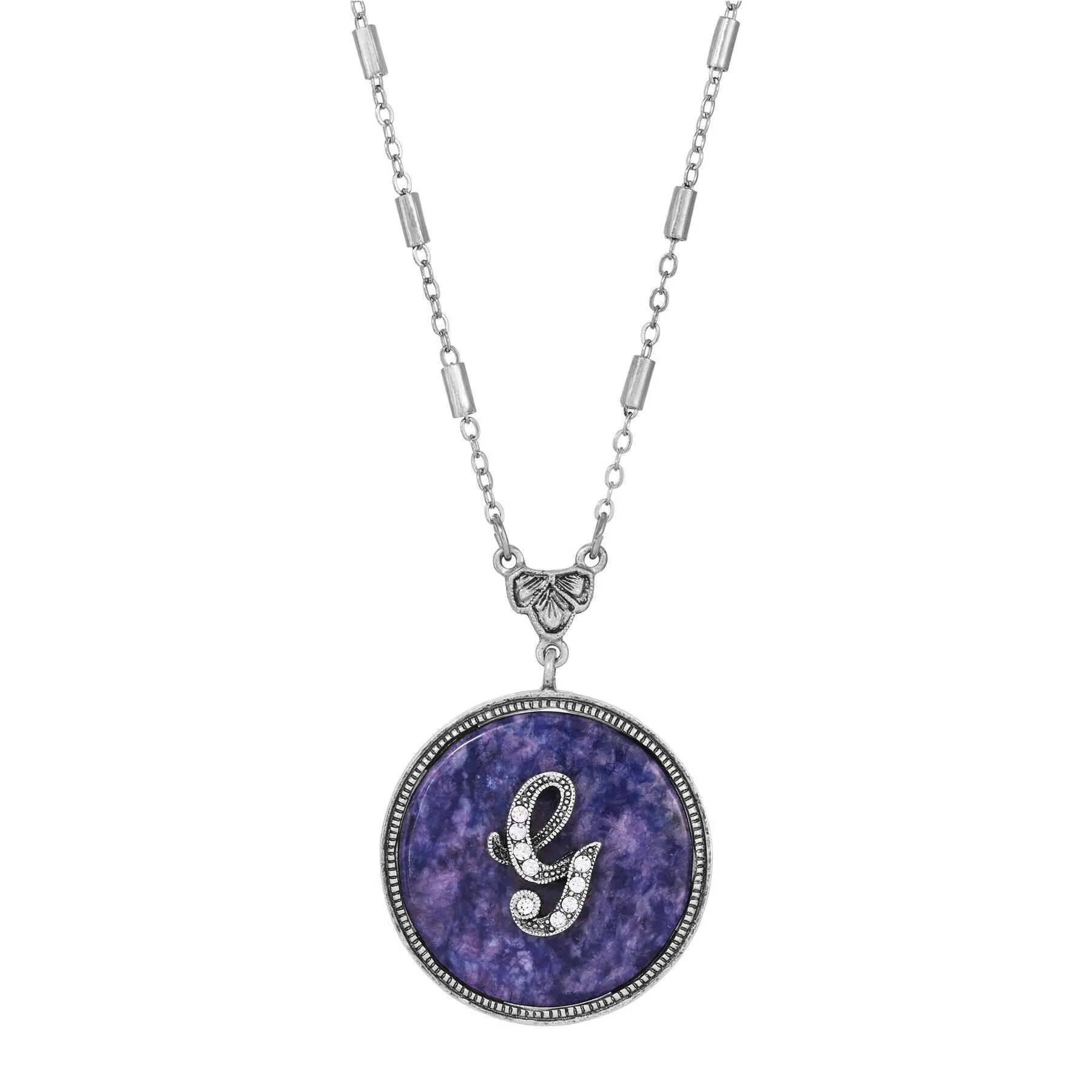 1928 Jewelry Blue Sodalite Gemstone Initial Necklace 18"L 1928 Jewelry