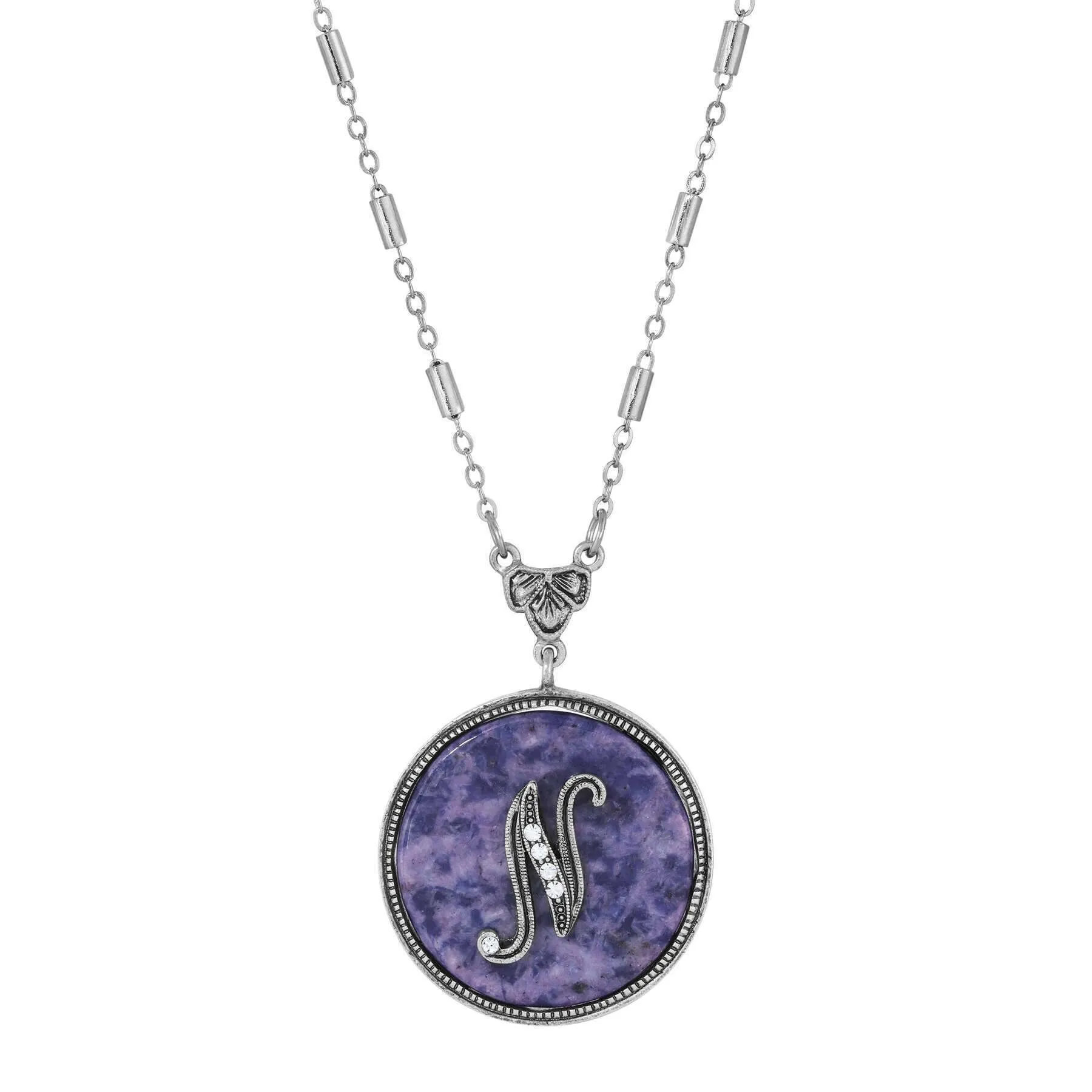 1928 Jewelry Blue Sodalite Gemstone Initial Necklace 18"L 1928 Jewelry