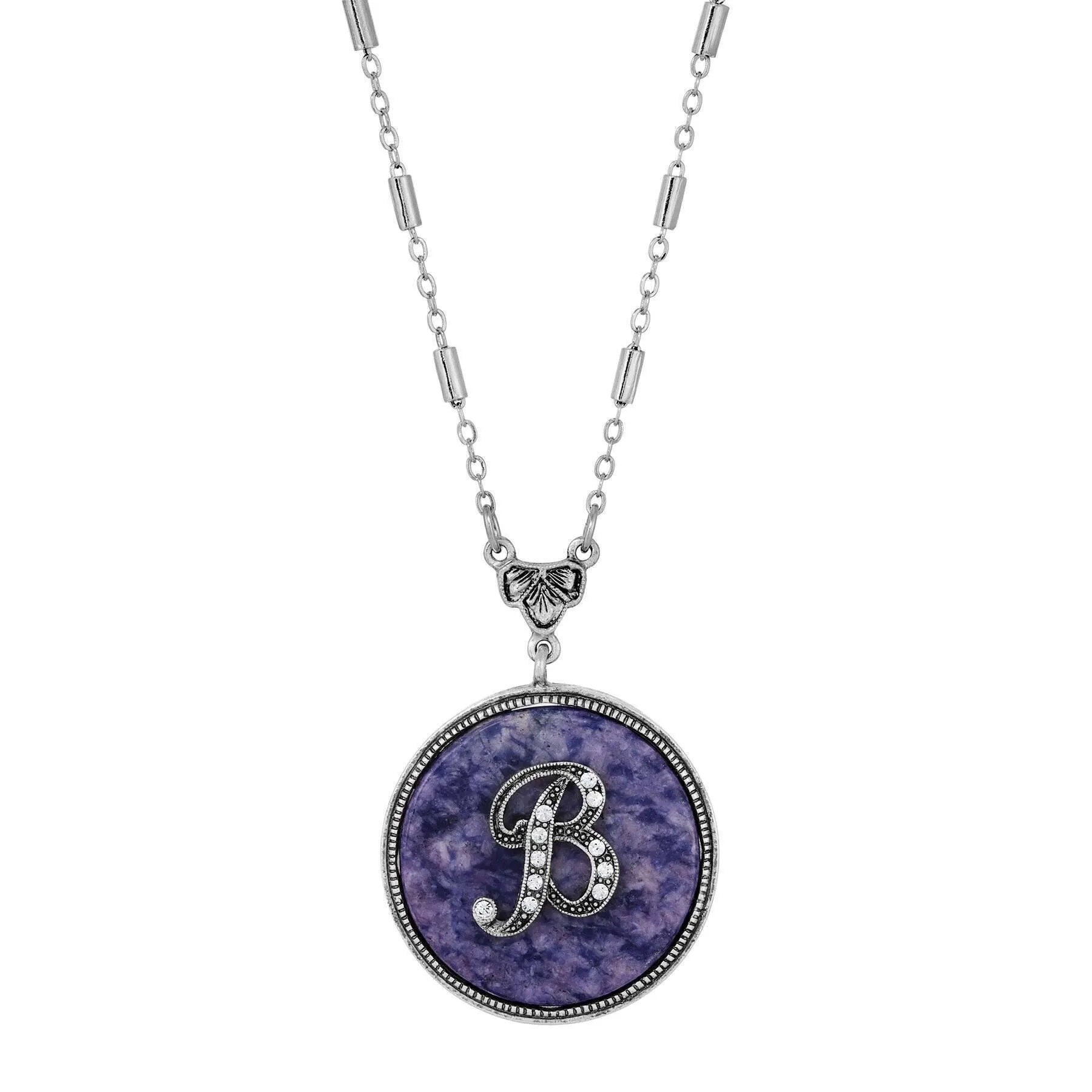 1928 Jewelry Blue Sodalite Gemstone Initial Necklace 18"L 1928 Jewelry