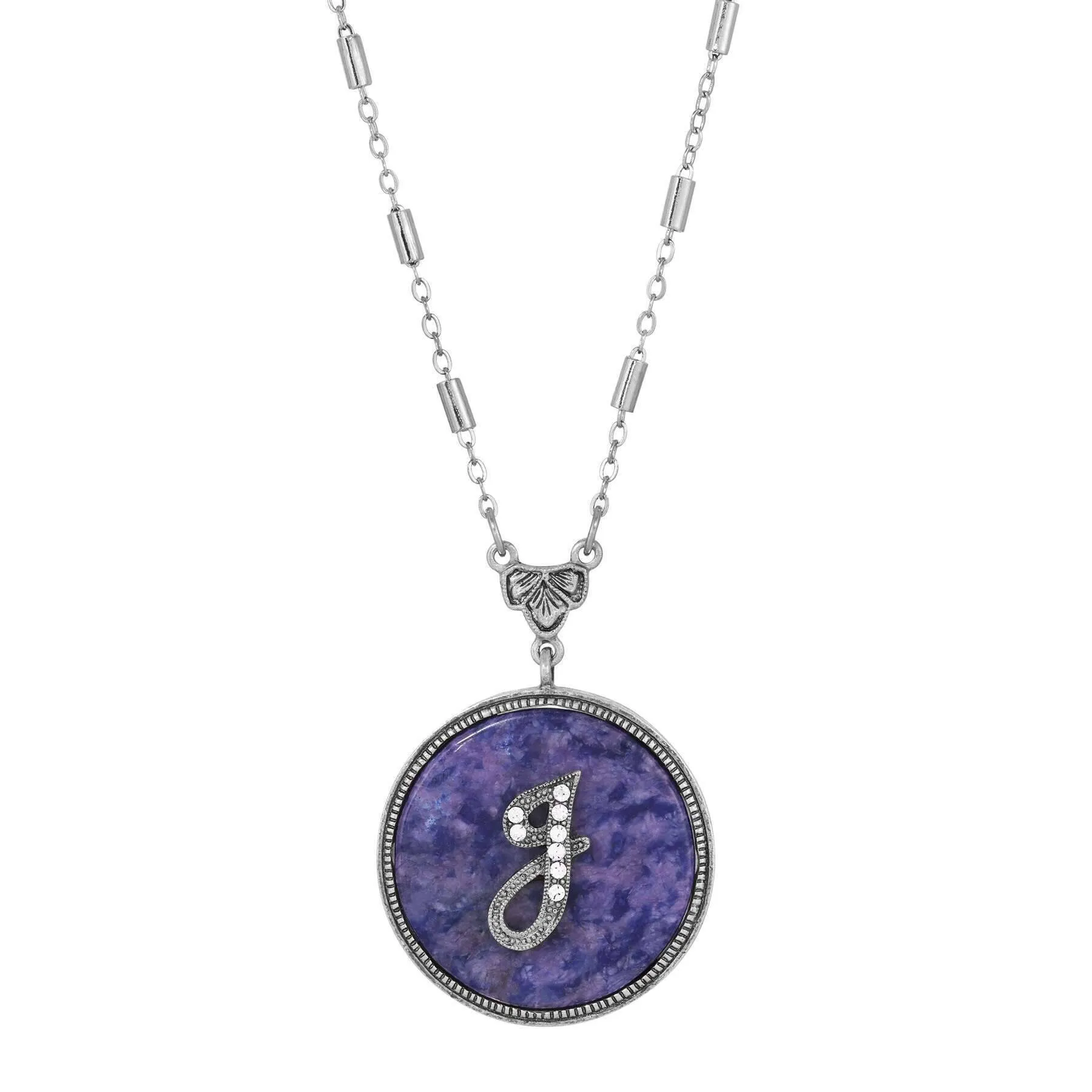 1928 Jewelry Blue Sodalite Gemstone Initial Necklace 18"L 1928 Jewelry