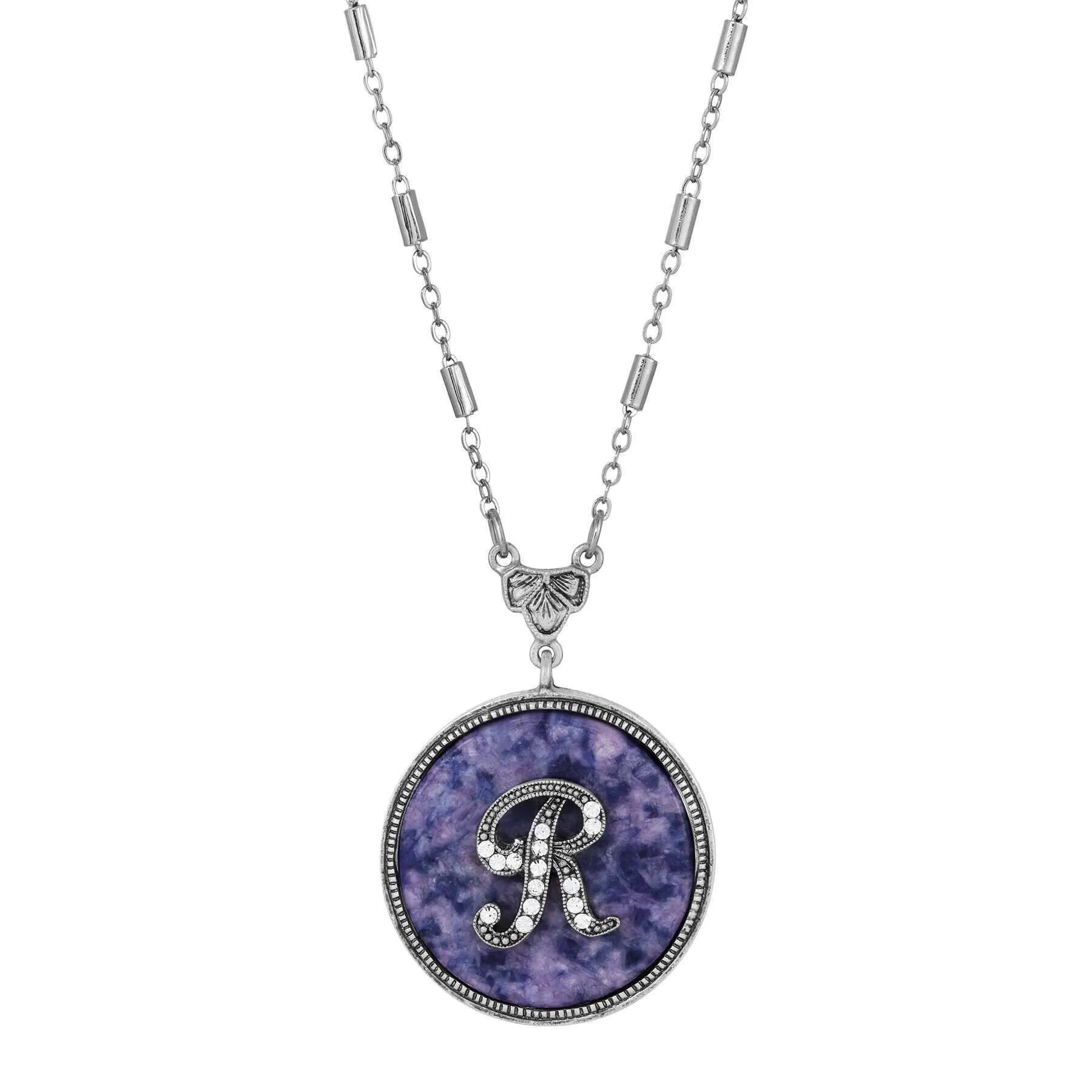 1928 Jewelry Blue Sodalite Gemstone Initial Necklace 18"L 1928 Jewelry
