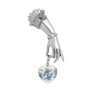1928 Jewelry Blue Willow Belle Epoch Ladies Hand Heart Drop Pin 1928 Jewelry