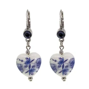 1928 Jewelry Blue Willow Blue Stone Heart Drop Earrings 1928 Jewelry