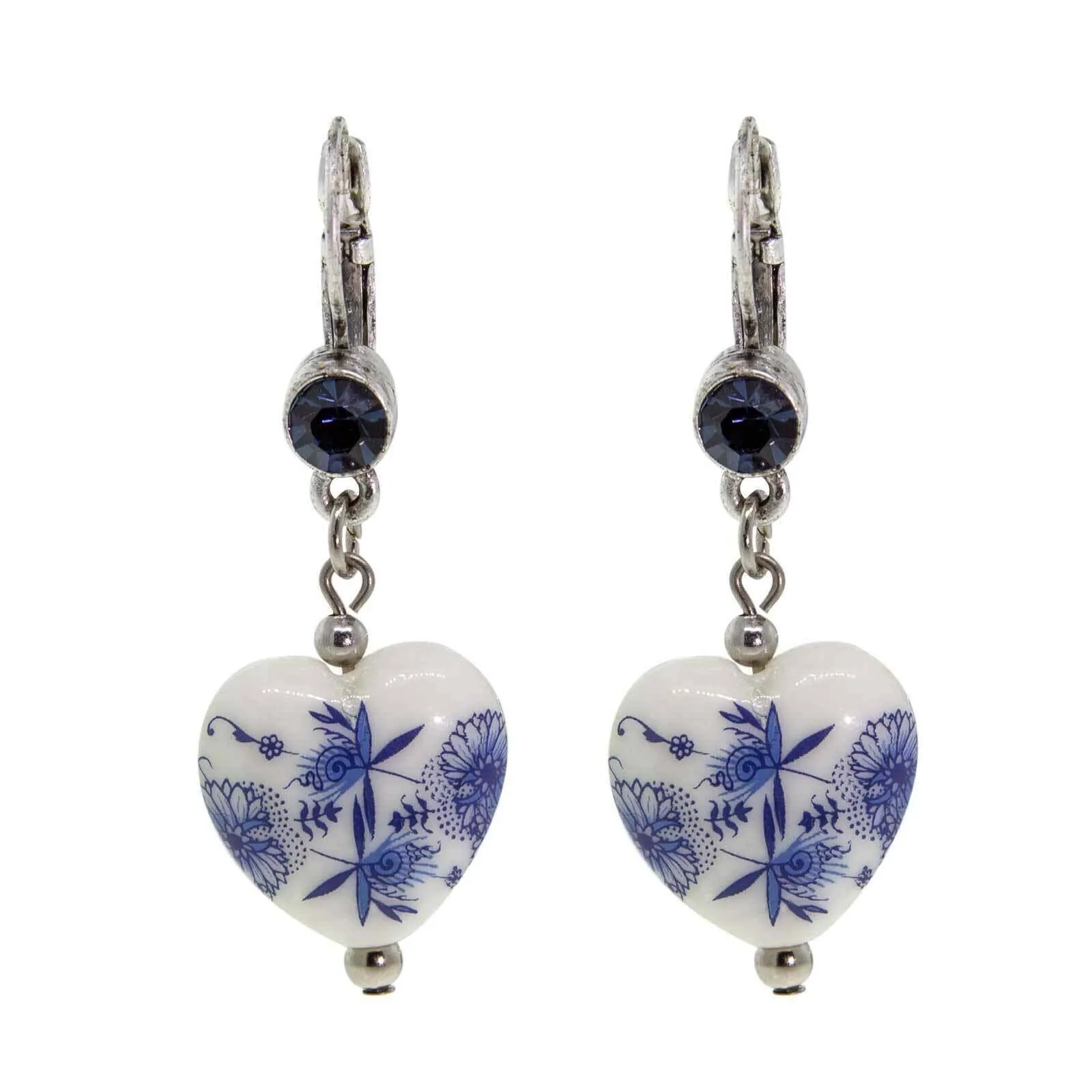 1928 Jewelry Blue Willow Blue Stone Heart Drop Earrings 1928 Jewelry