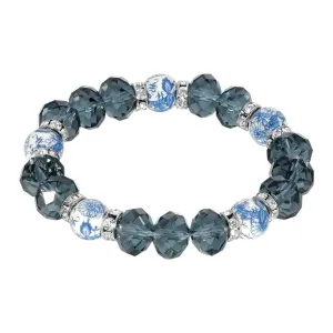 1928 Jewelry Blue Willow Dark Blue And Beaded Stretch Bracelet 1928 Jewelry