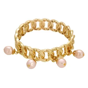 1928 Jewelry Blue Willow Faux Pearl Drop Bead Stretch Bracelet 1928 Jewelry