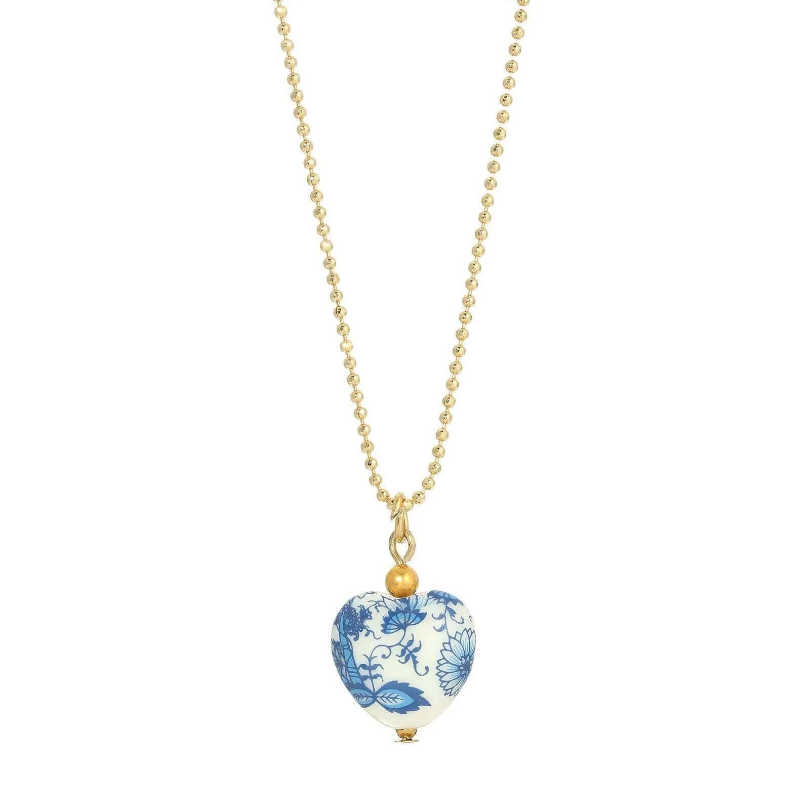 1928 Jewelry Blue Willow Heart Pendant Necklace 16" 1928 Jewelry