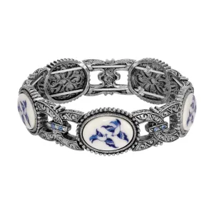 1928 Jewelry Blue Willow Light Sapphire Crystal Stretch Bracelet 1928 Jewelry