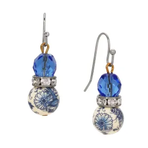 1928 Jewelry Blue Willow Sapphire Blue Glass Crystal Drop Earrings 1928 Jewelry