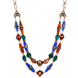 1928 Jewelry Bohemian Multi Color Double Stranded Necklace 20" 1928 Jewelry