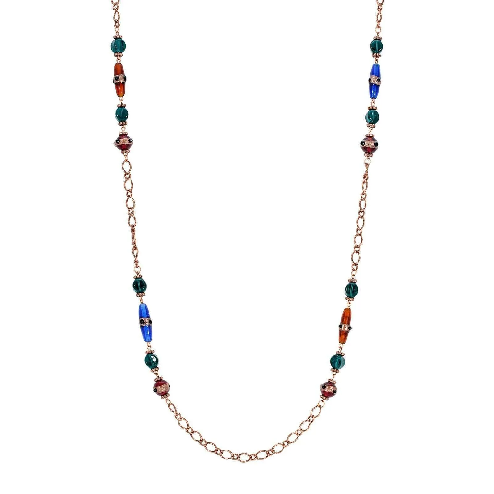 1928 Jewelry Bohemian Multi Color Strandage Necklace 36" 1928 Jewelry
