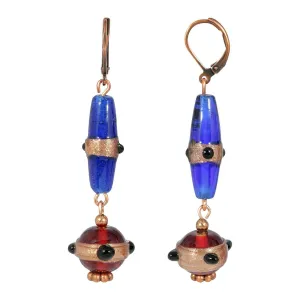 1928 Jewelry Bohemian Sapphire Blue & Brown Bead Drop Earrings 1928 Jewelry