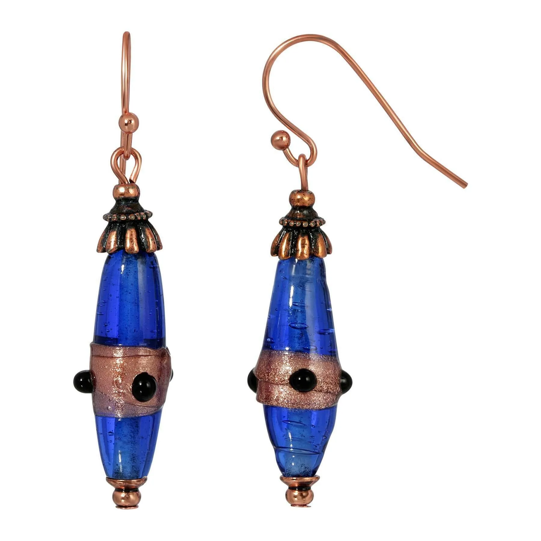 1928 Jewelry Bohemian Sapphire Blue Glass Drop Earrings 1928 Jewelry