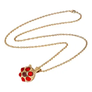 1928 Jewelry Borgia Garnet And Ruby Stone Locket Necklace 30" 1928 Jewelry