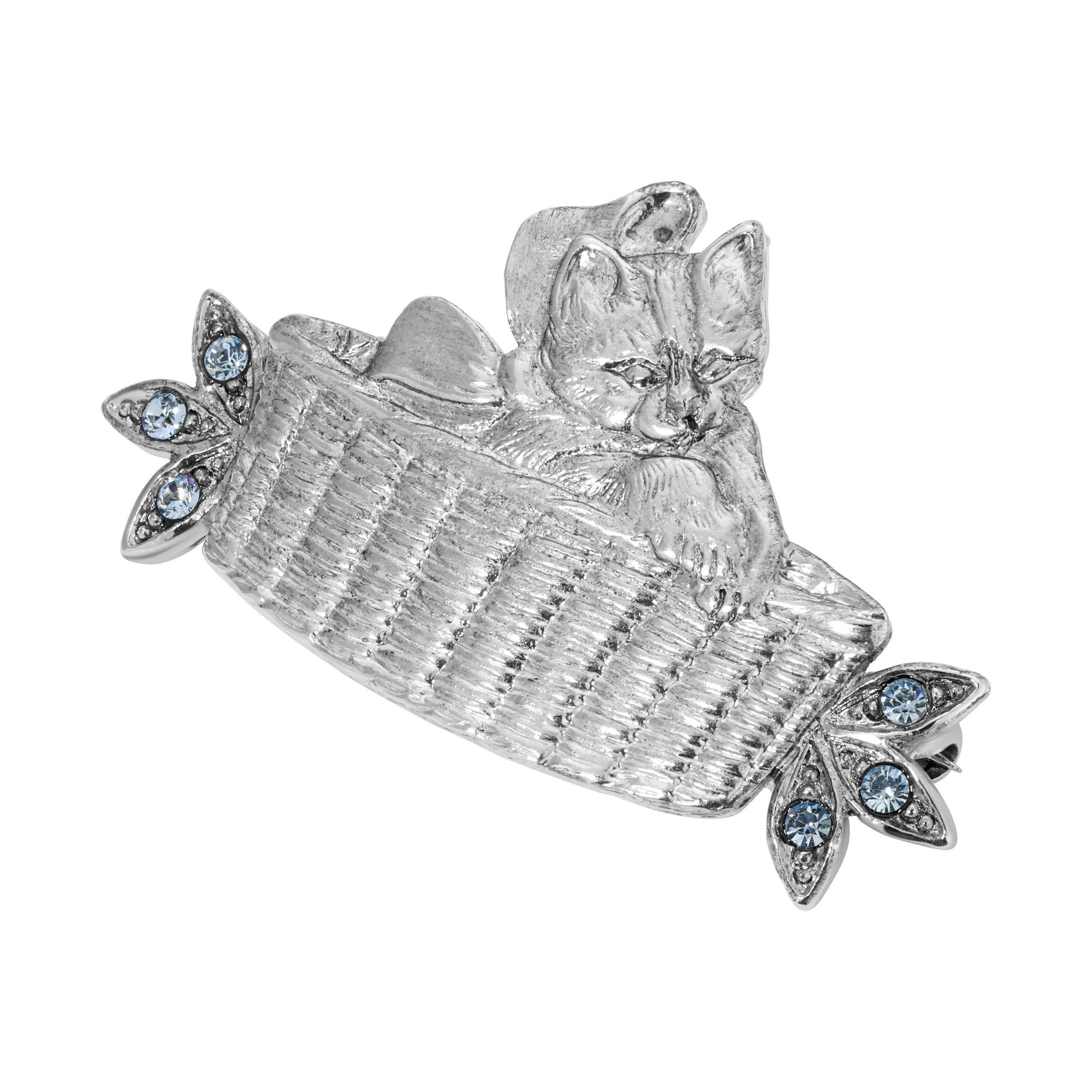 1928 Jewelry Bowtie Kitten In A Basket Crystal Pin 1928 Jewelry