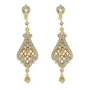 1928 Jewelry Bridal Filigree Pave Austrian Crystal Post Drop Earrings 1928 Jewelry