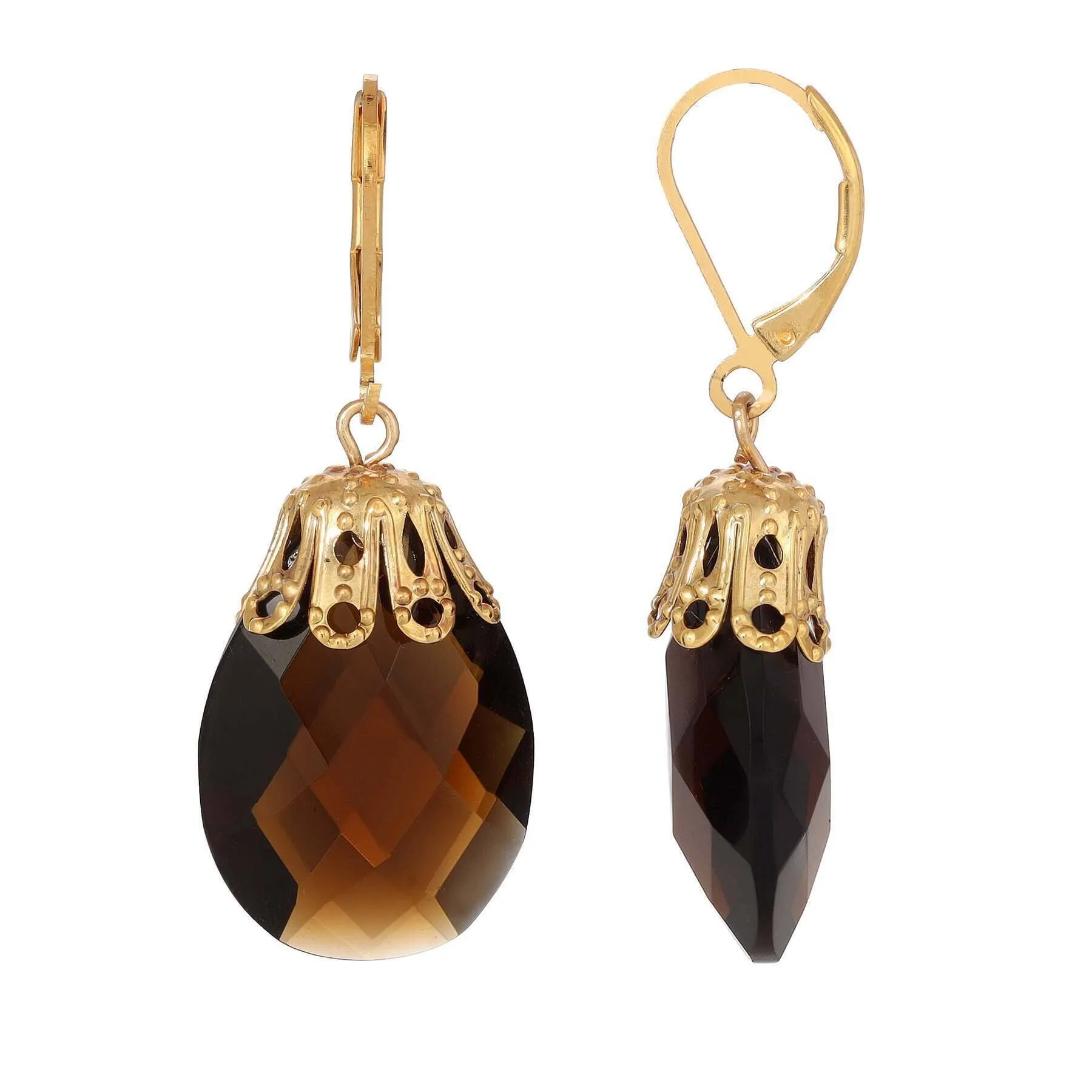 1928 Jewelry Briolette Faceted Glass Stone Drop Earrings 1928 Jewelry