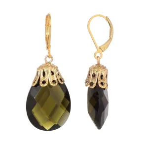 1928 Jewelry Briolette Faceted Glass Stone Drop Earrings 1928 Jewelry