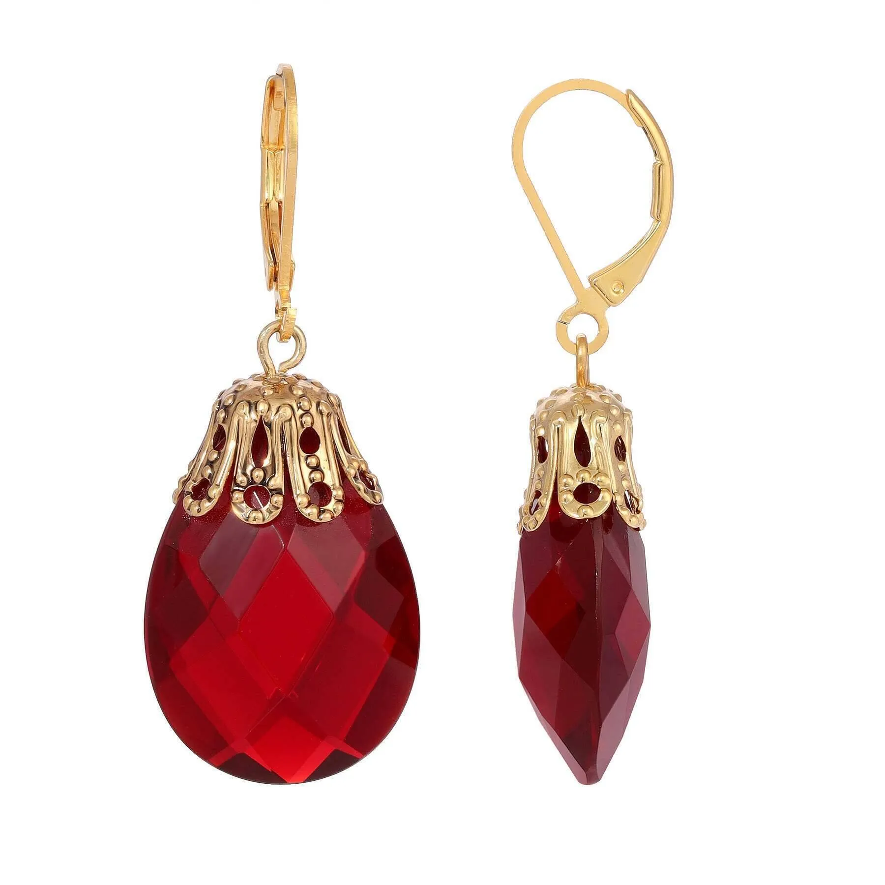 1928 Jewelry Briolette Faceted Glass Stone Drop Earrings 1928 Jewelry
