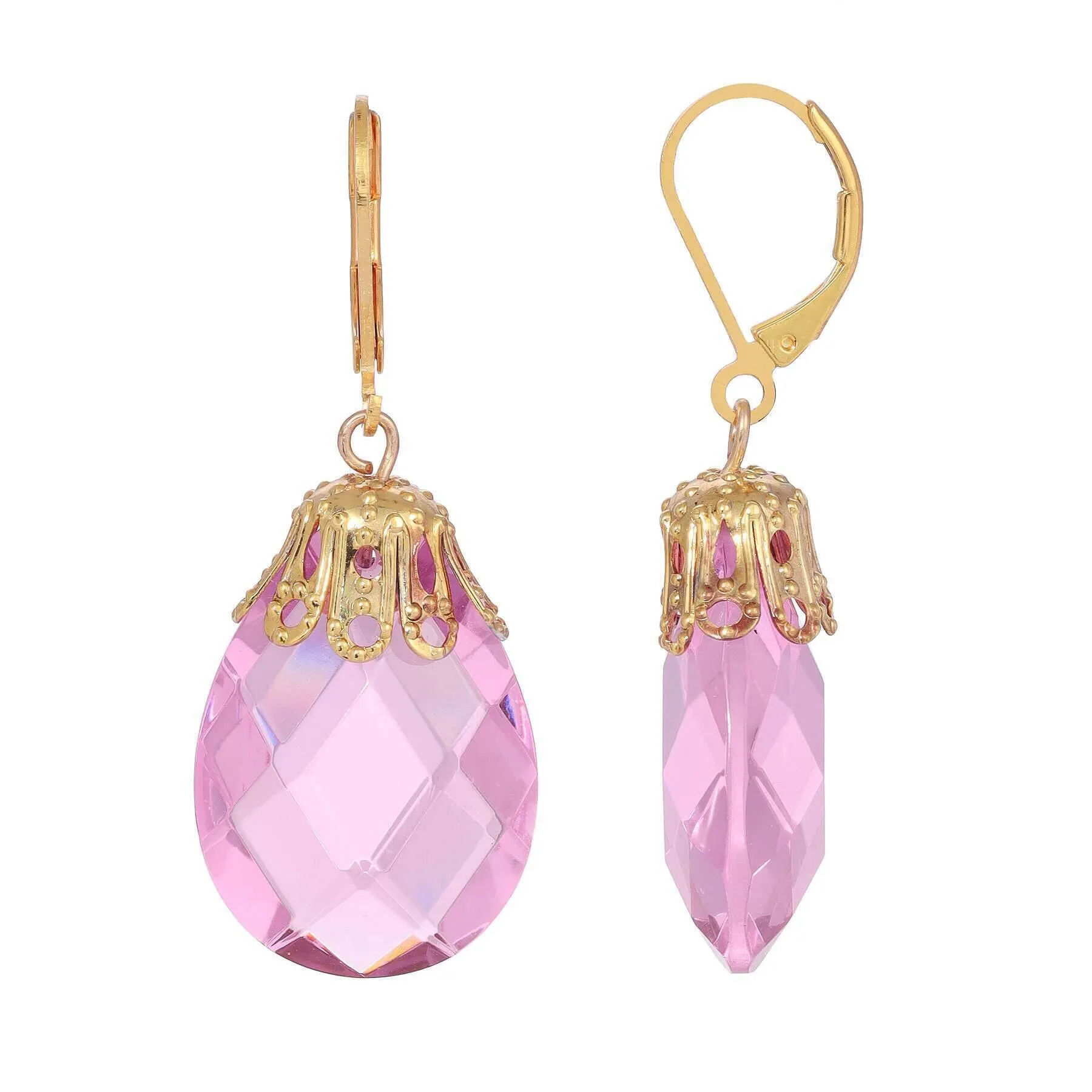 1928 Jewelry Briolette Faceted Glass Stone Drop Earrings 1928 Jewelry