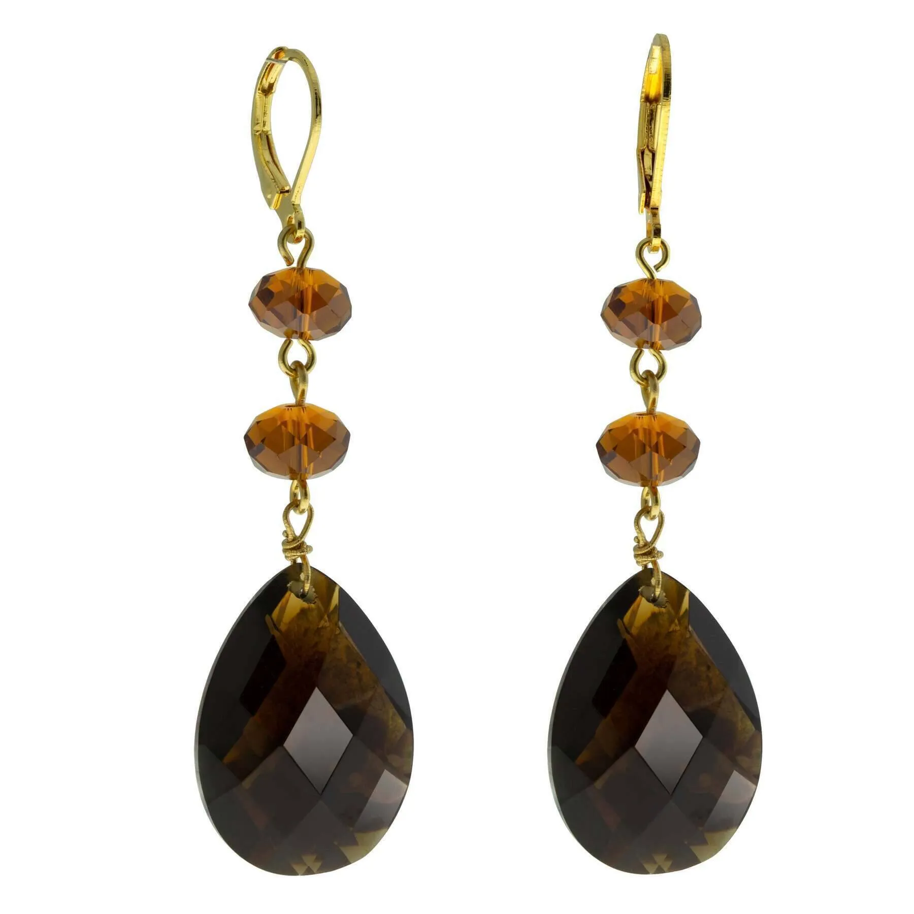 1928 Jewelry Briolette Faceted Teardrop Crystal And Bead Drop Earrings 1928 Jewelry