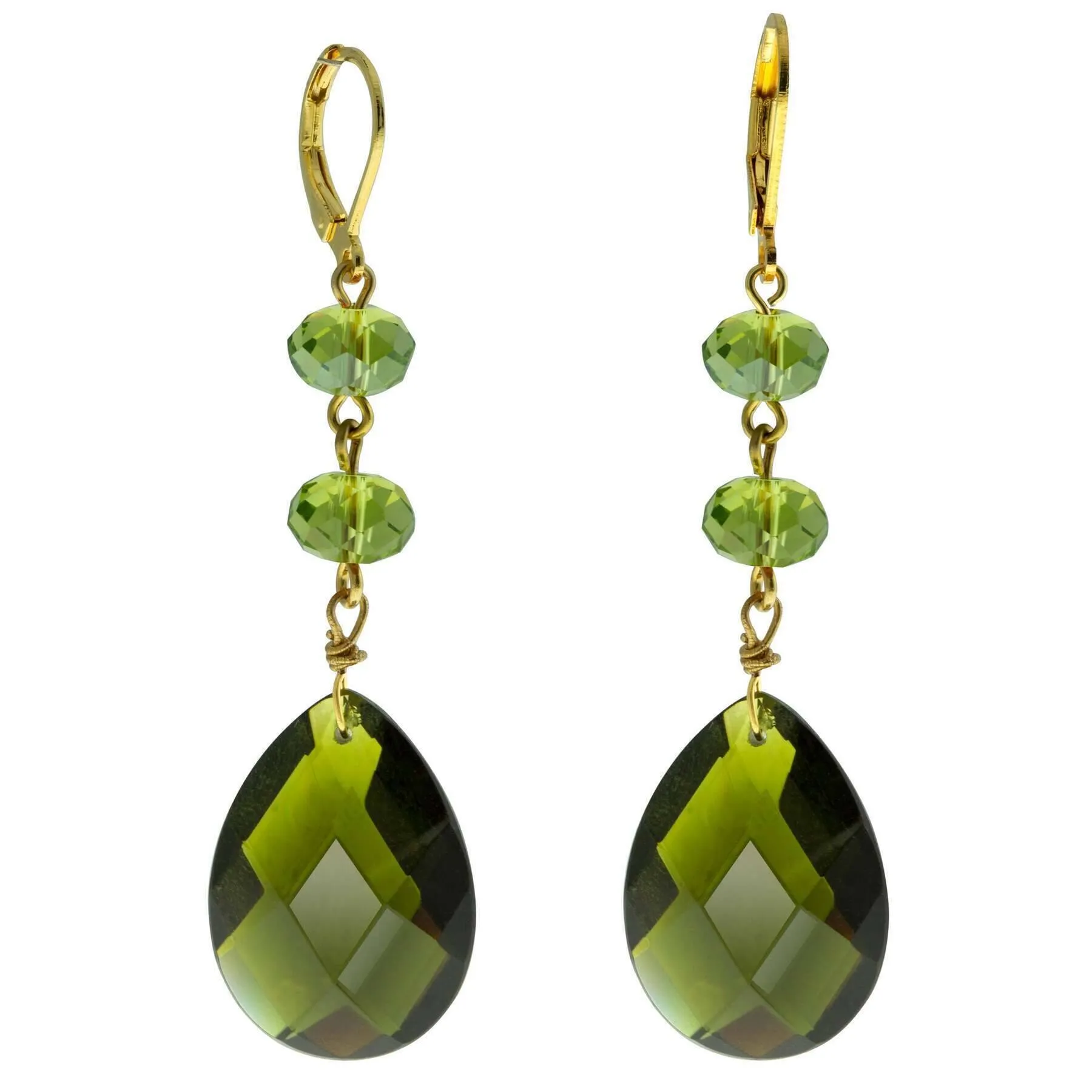 1928 Jewelry Briolette Faceted Teardrop Crystal And Bead Drop Earrings 1928 Jewelry