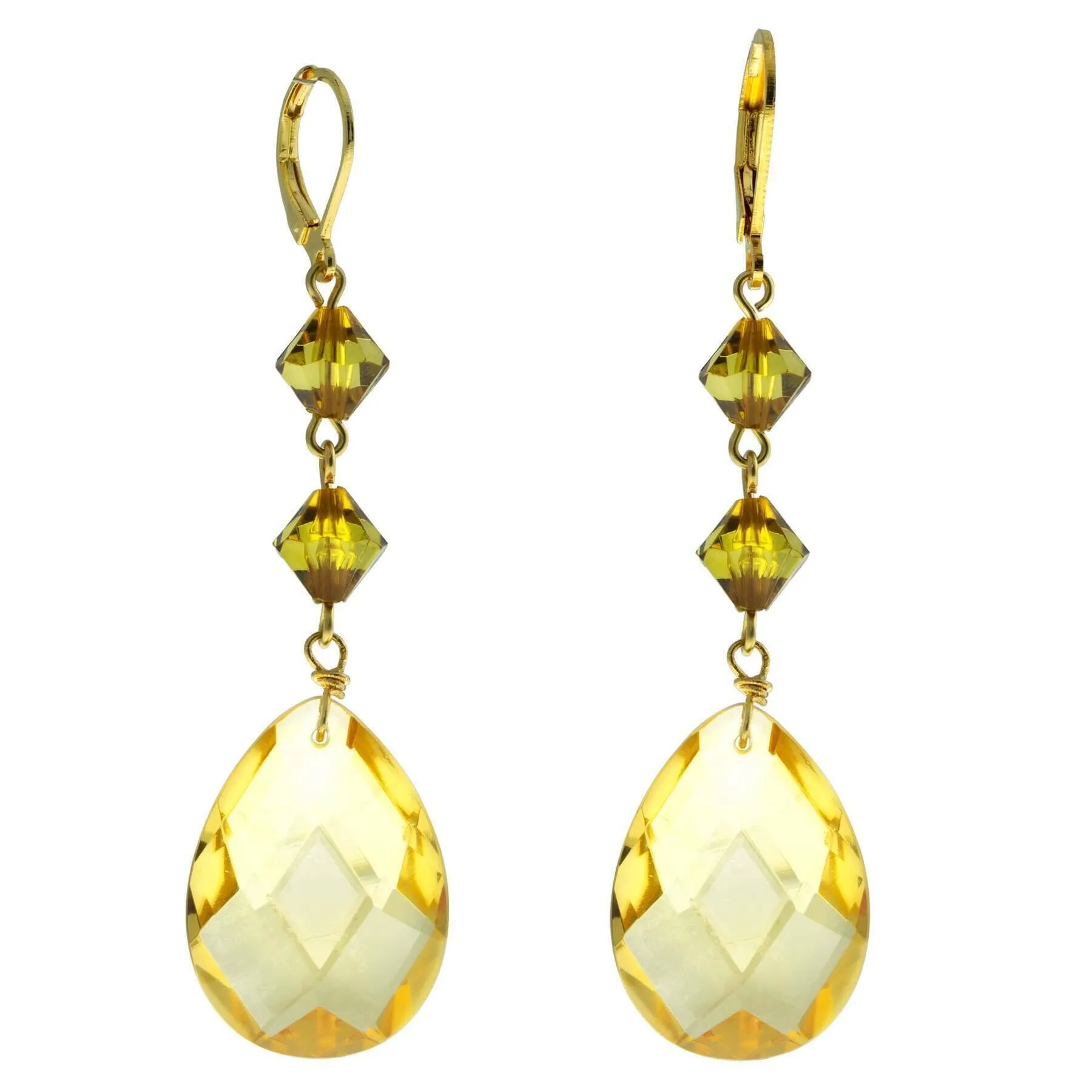 1928 Jewelry Briolette Faceted Teardrop Crystal And Bead Drop Earrings 1928 Jewelry