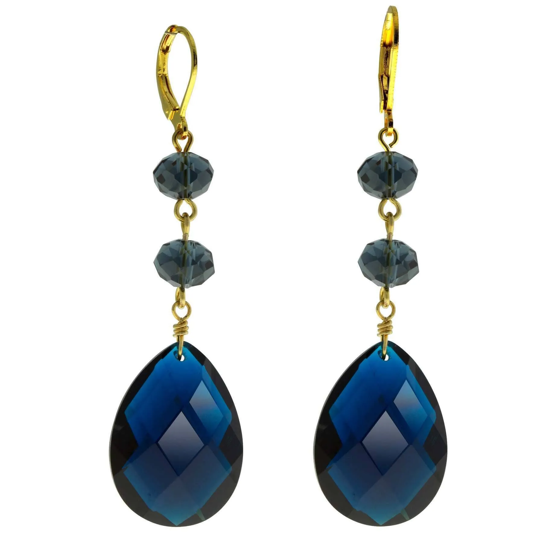 1928 Jewelry Briolette Faceted Teardrop Crystal And Bead Drop Earrings 1928 Jewelry