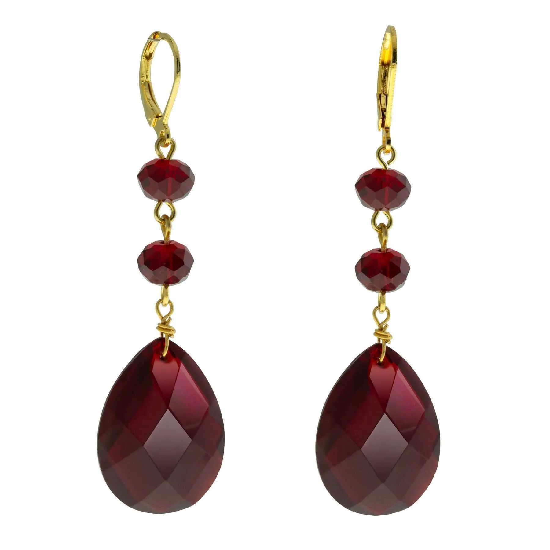 1928 Jewelry Briolette Faceted Teardrop Crystal And Bead Drop Earrings 1928 Jewelry