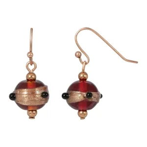1928 Jewelry Brown Glass Bead Wire Drop Earrings 1928 Jewelry