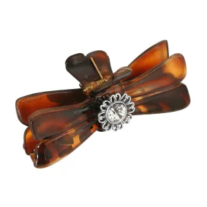 1928 Jewelry Brown Tortoise Filigree And Crystal Accent Small Claw Hair Clip 1928 Jewelry