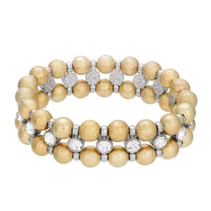 1928 Jewelry Brushed Ball Crystal Stretch Bracelet 1928 Jewelry