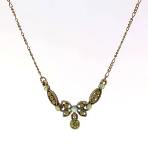 1928 Jewelry Butterfly Green Ab Crystal Pendant Necklace 16"   3" Extender 1928 Jewelry
