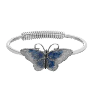 1928 Jewelry Butterfly's Dance Blue Enamel Spring Hinge Bracelet 1928 Jewelry