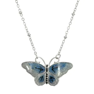 1928 Jewelry Butterfly's Dance Enamel Pendant Necklace 16"   3" Extender 1928 Jewelry