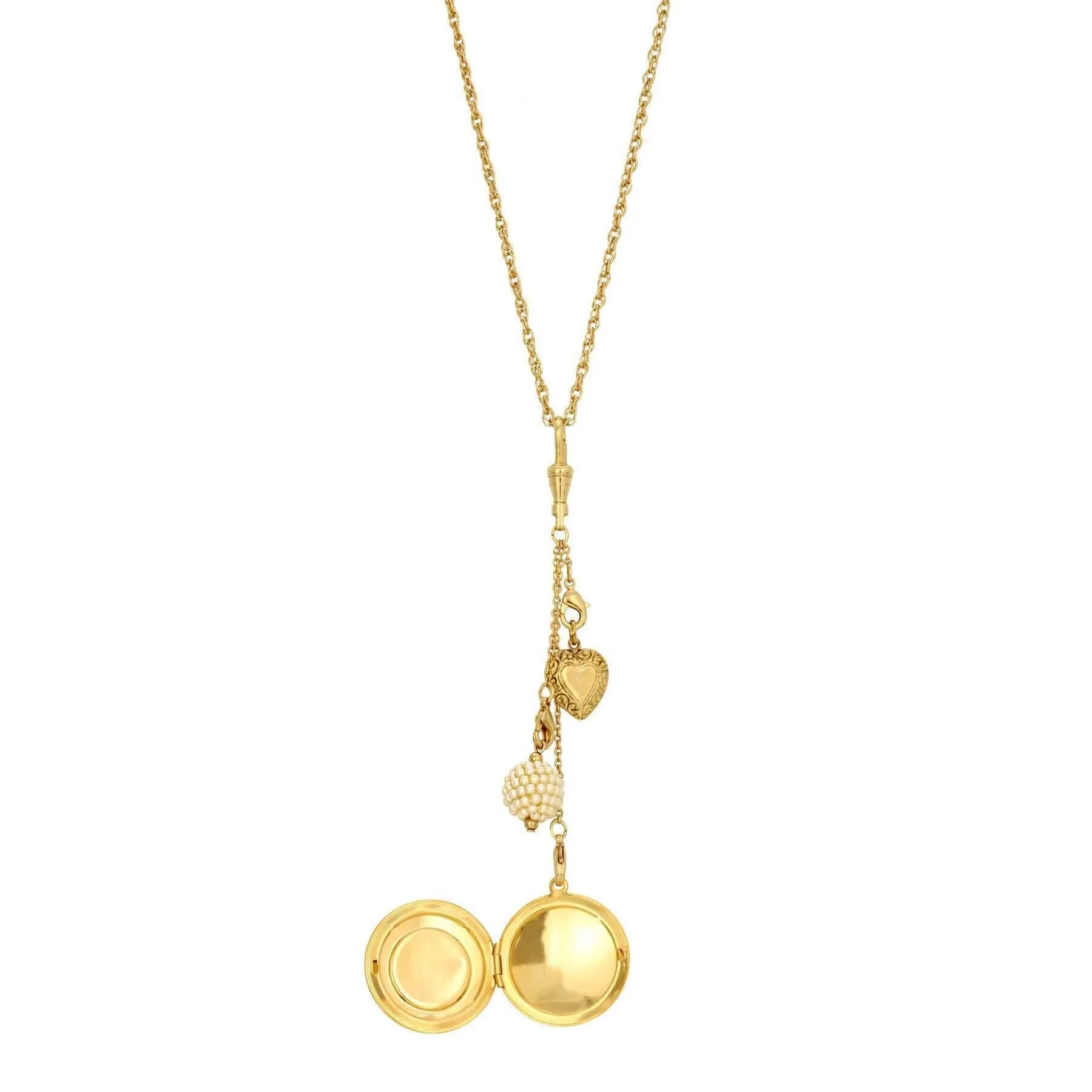 1928 Jewelry Cameo Locket & Charms Necklace 32" 1928 Jewelry