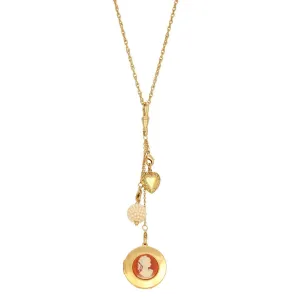 1928 Jewelry Cameo Locket & Charms Necklace 32" 1928 Jewelry