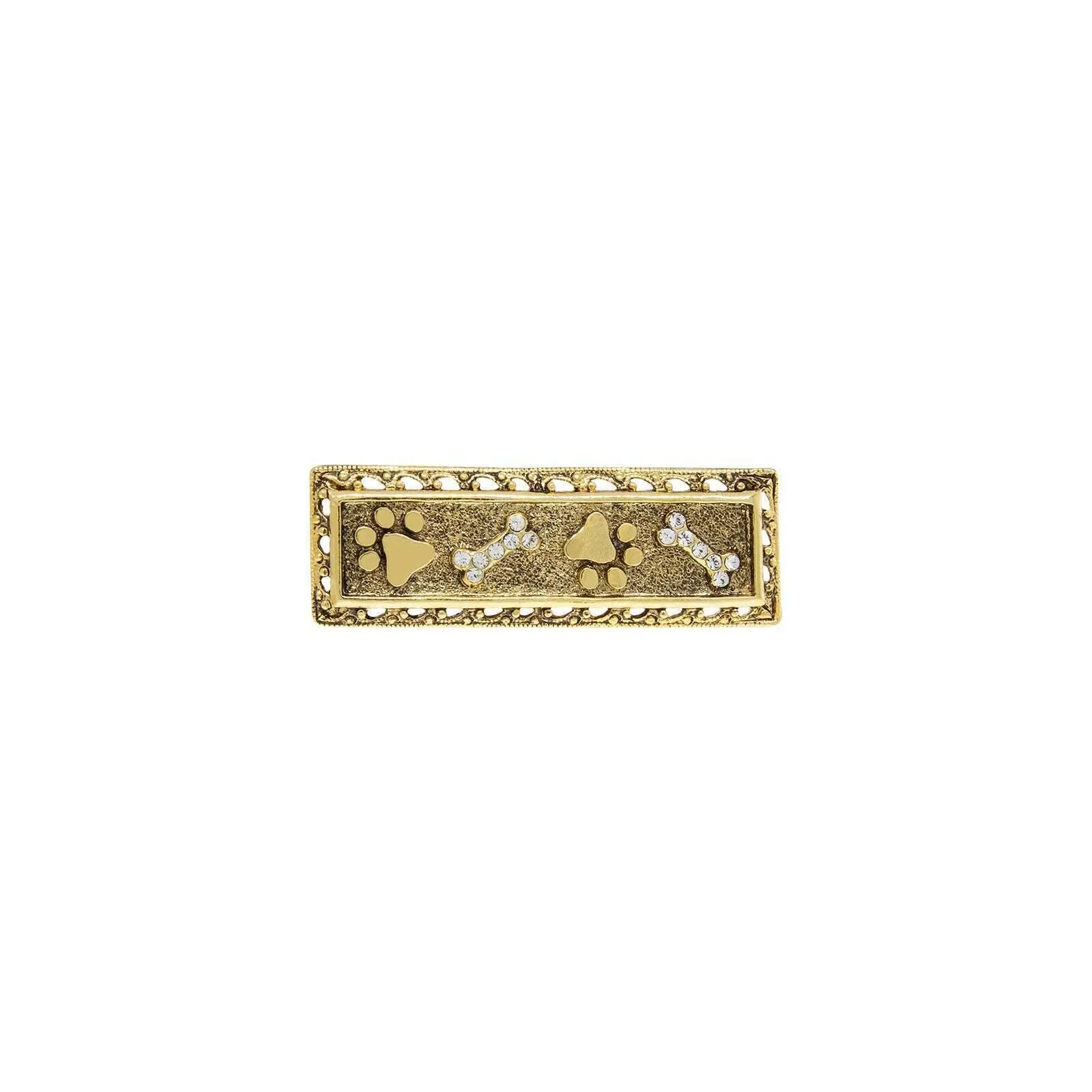 1928 Jewelry Canis Paws And Crystal Bones Bar Pin 1928 Jewelry