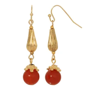 1928 Jewelry Carnelian Bead Heritage Treasure Drop Earrings 1928 Jewelry