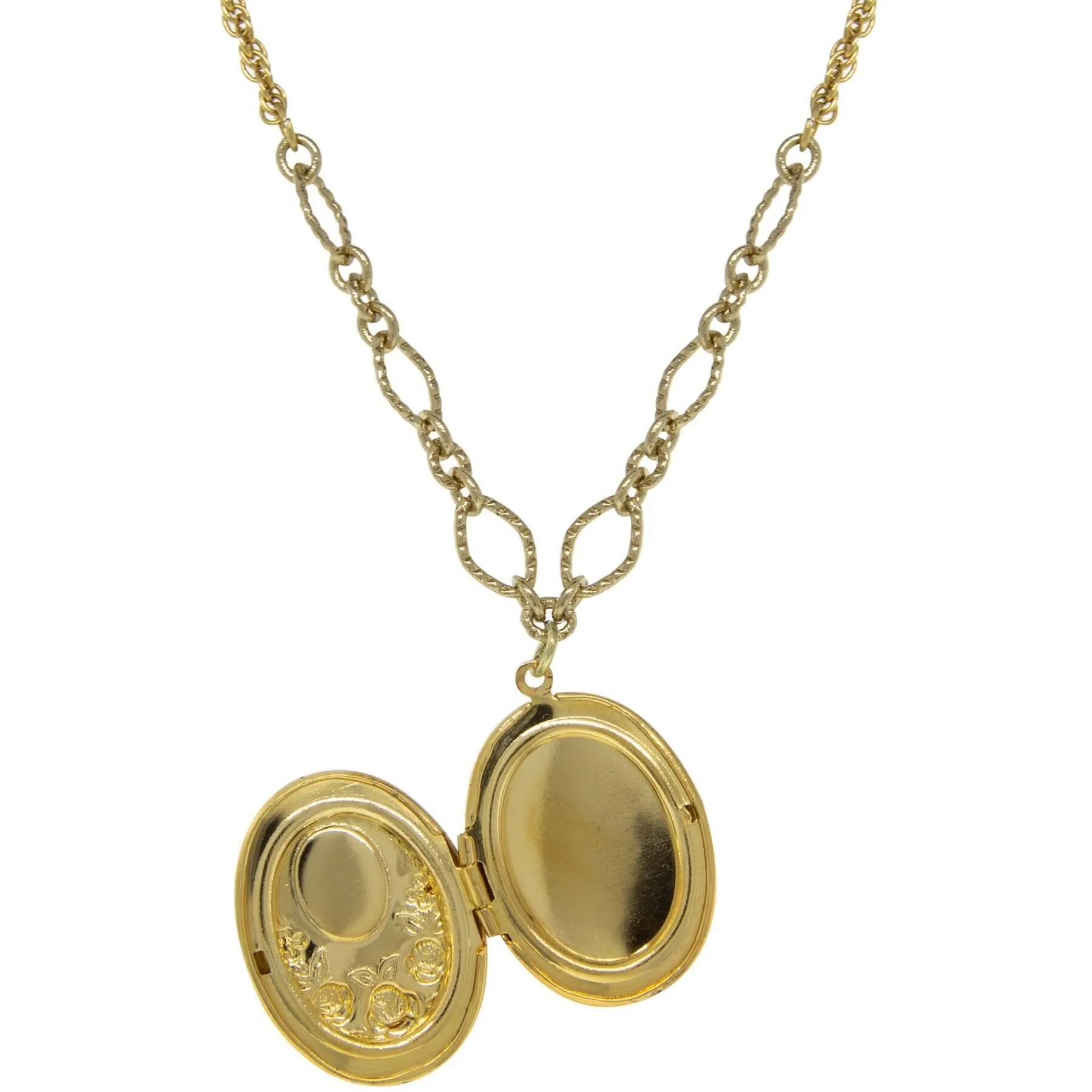 1928 Jewelry Carnelian Cameo With Flowers Oval Locket Necklace 16"   3" Extender 1928 Jewelry