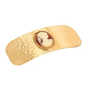1928 Jewelry Carnelian Faux Cameo Hammered Hair Barrette 1928 Jewelry