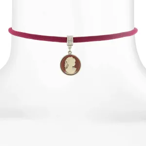 1928 Jewelry Carnelian Red Cameo Pendant Purple Bengaline Choker Necklace 12"   5" Extender 1928 Jewelry