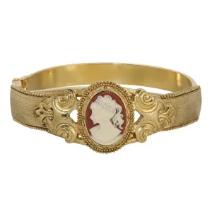 1928 Jewelry Carnelian Red Oval Cameo Hinge Bracelet 1928 Jewelry