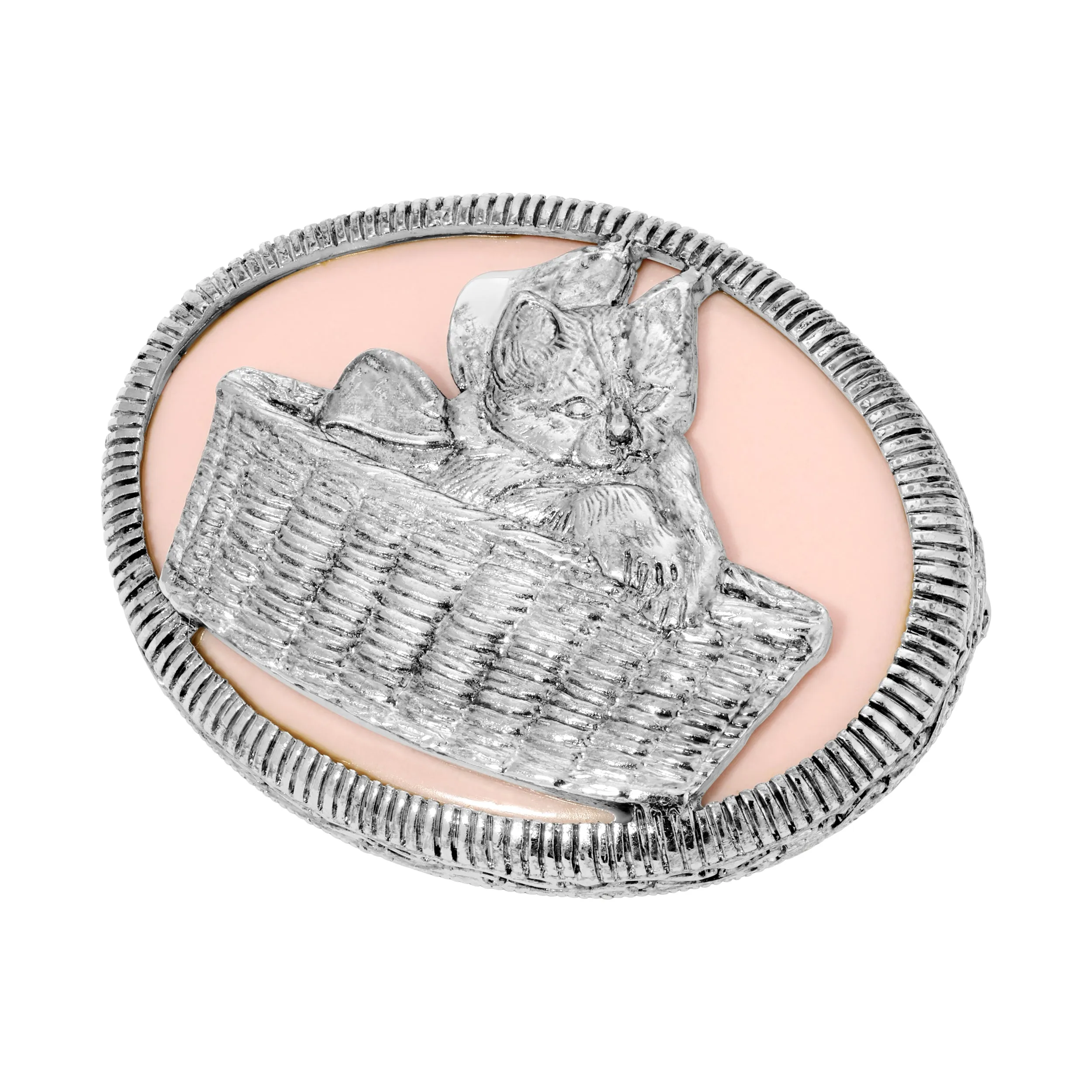 1928 Jewelry Cat In Wicker Basket Brooch 1928 Jewelry