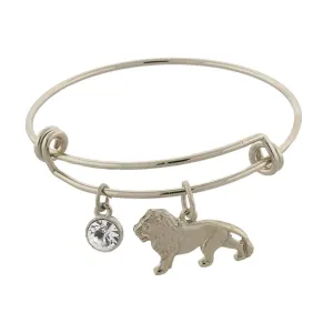 1928 Jewelry Cecil The Lion And Crystal Expandable Wire Bracelet 1928 Jewelry